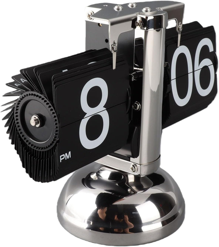 Cocoarm Digitale Flip-Down-Uhr, Retro minimalistische mechanische Auto-Flip-Uhr, Edelstahl, grosse Z