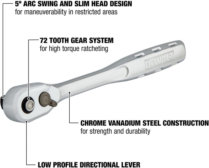 DEWALT DWMT81096 Ratsche mit Schnellspanner, DWMT81098 1/2 Inch Drive, 1/2 Inch Drive