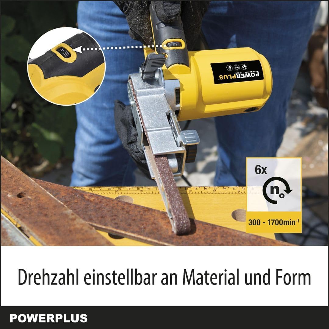 POWERPLUS POWX139 - Lijadora de banda 400w, Schwarz/Gelb