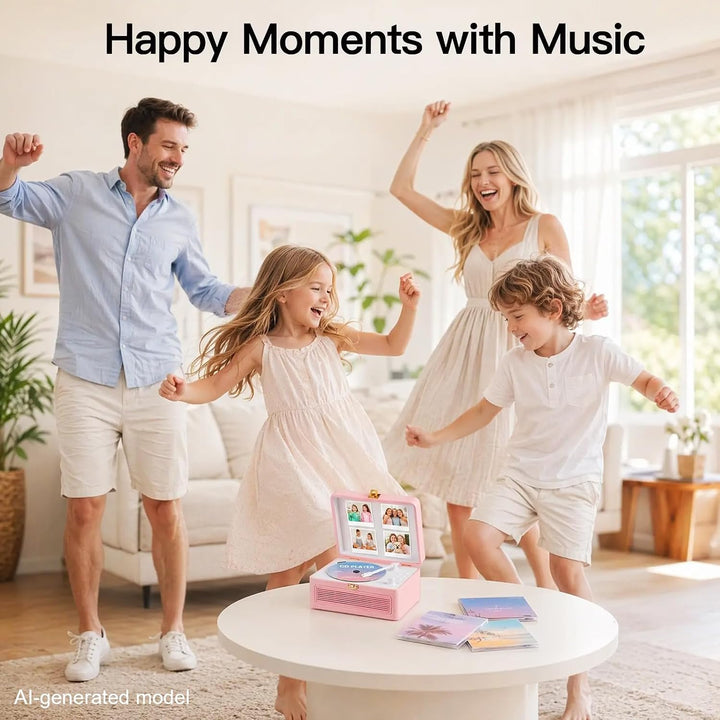 Gueray Tragbarer Bluetooth CD-Player mit Lautsprechern 3600mAh Wiederaufladbarer Vintage CD Spieler