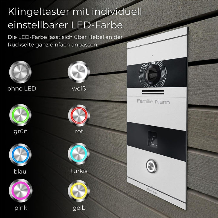 Metzler VDM10 2.0 Video Sprechanlage mit türöffner und Fingerprint, Anschluss 2-Draht IP, Türsprecha