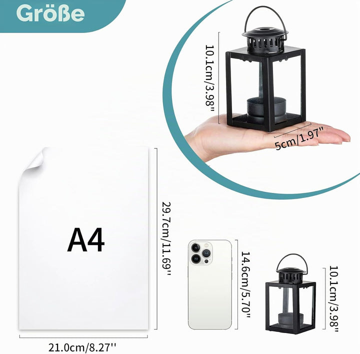 NUPTIO Laterne Klein für Teelichter Draussen: 4 Stück Mini Teelicht Laternen Kleine Outdoor Schwarz