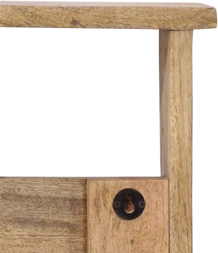 Hothingwell Wandgarderobe, Mangoholz, massiv, 4 Haken | Mit Regal, praktisches Design, tropisches Ha