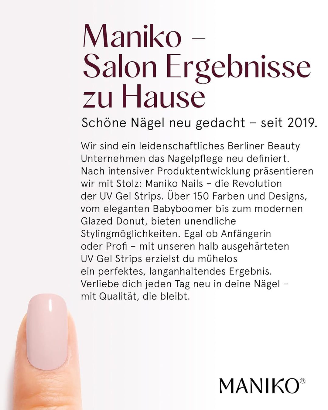 Maniko® UV Gel Strips - Selbstklebende Nagelfolie für bis zu 2 Anwendungen - Vegan & langanhaltend -