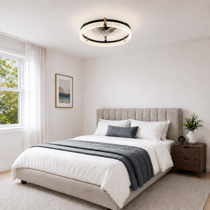 Airwit 50cm Deckenventilator mit Beleuchtung, Lampe mit Ventilator in Glasoptik, Deckenlampe mit Ven