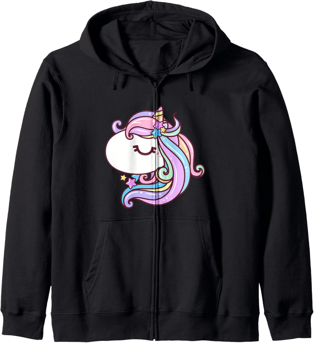 Cute Unicorn & Stars Pastel Rainbow Kawaii Unicorn Face Kids Kapuzenjacke