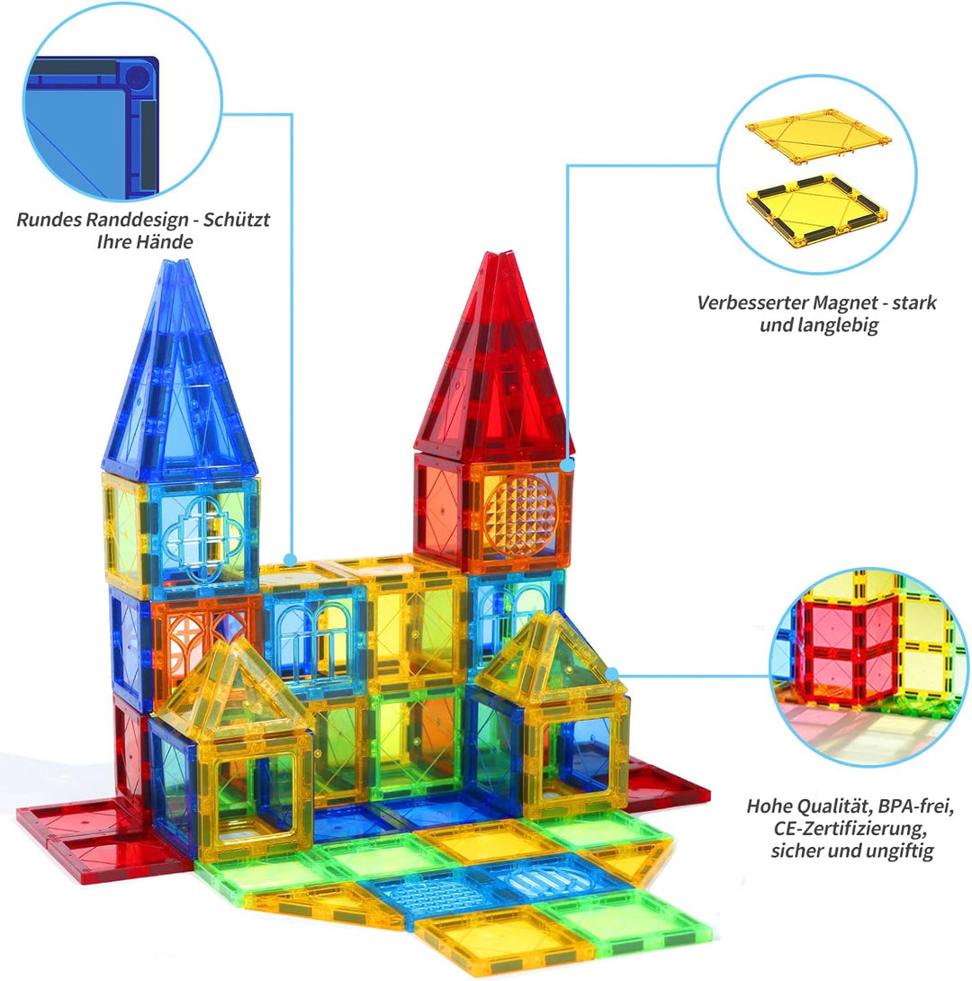 Magblock 100 Teile Magnetische Bausteine für Kinder Magnetspielzeug Magnete Bauklötze Konstruktion S