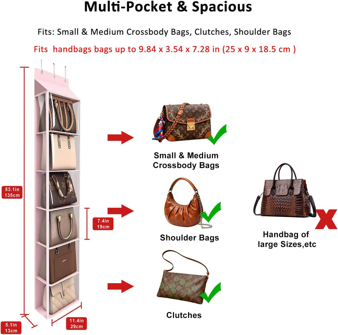 Lirex Geldbörsen-Organizer, 6 Taschen Handtaschen-Organizer mit Reissverschluss zum Aufhängen, für S