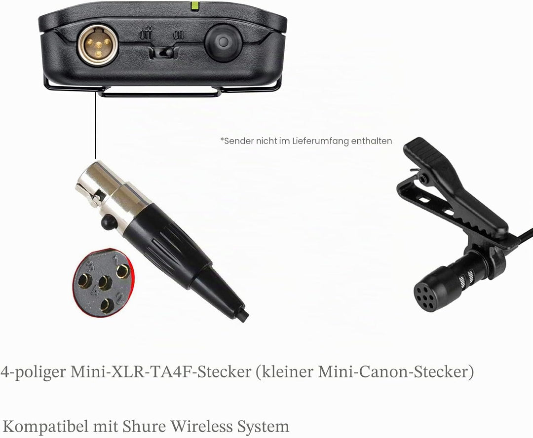 Lavalier Mikrofon Revers Mikrofon für Shure kabellos Bodypack Transmitter Taschensender -Unidirektio