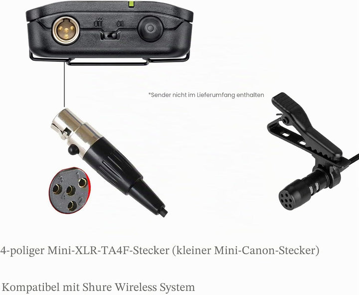 Lavalier Mikrofon Revers Mikrofon für Shure kabellos Bodypack Transmitter Taschensender -Unidirektio