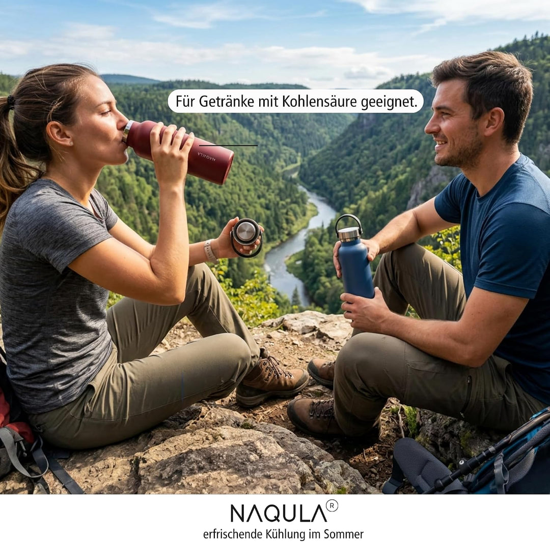 Thermosflasche 1000 ml mit Tragegriff und abnehmbarem Sieb f Tee od Früchte. Edelstahl Trinkflasche