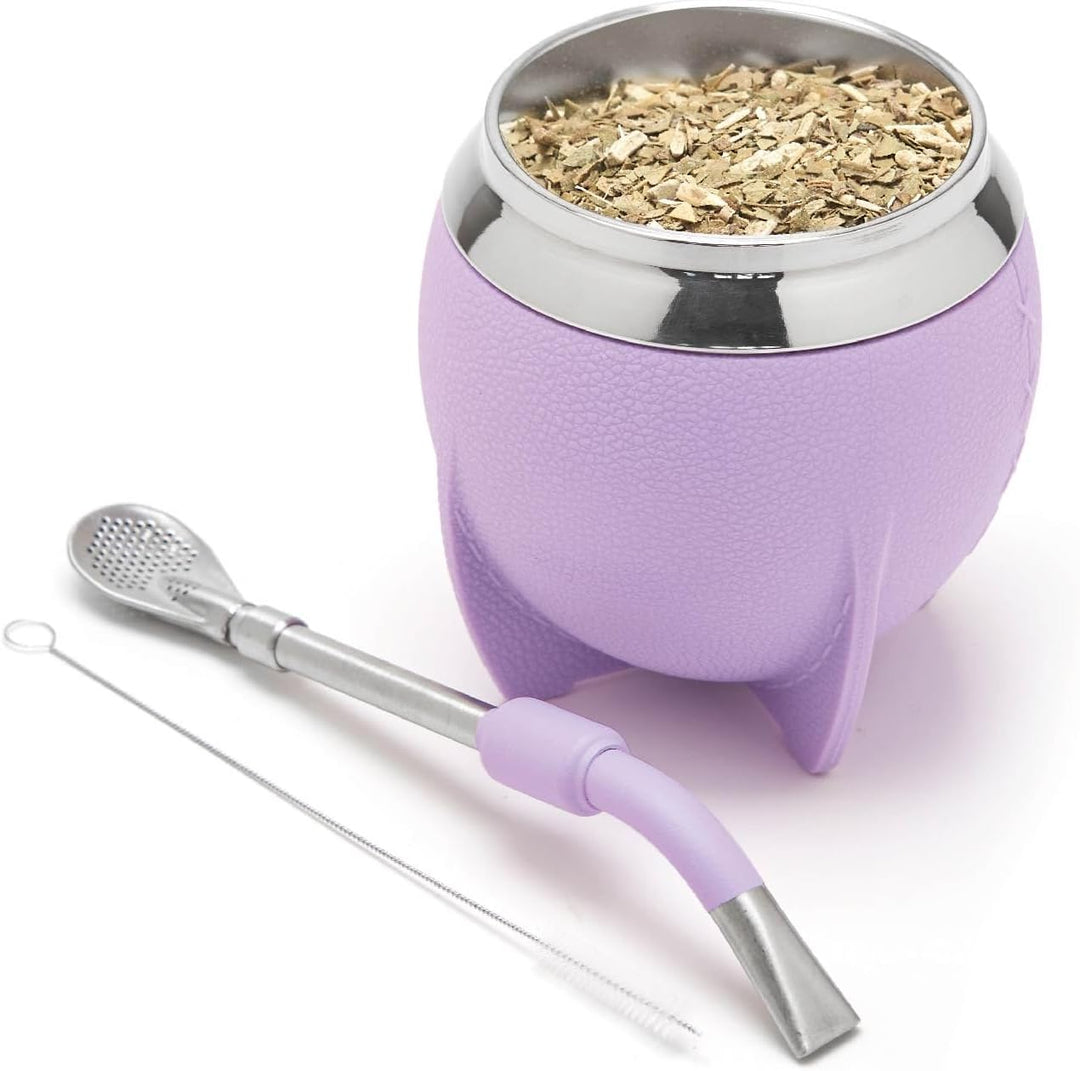 balibetov Yerba Mate Becher und Bombilla Set, inklusive Edelstahl Yerba Mate Kürbis, Premium Bombill