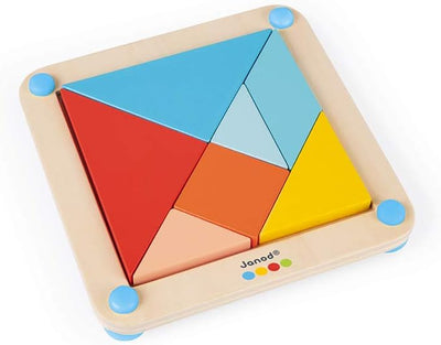 Janod - Essentiel - Das Tangram - Lernspiel aus Holz Babys und Kleinkinder - Farbe auf Wasserbasis -