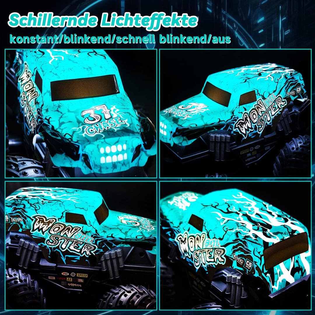 Ferngesteuerter Monstertruck, 2.4GHZ Monster Truck mit 360°Drehung und Aufrecht Gehen, 1/20 Monstert