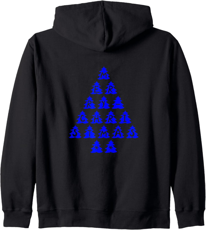Merry Christmas - Frohe Weihnachten - Baum Blau Farbe Kapuzenjacke