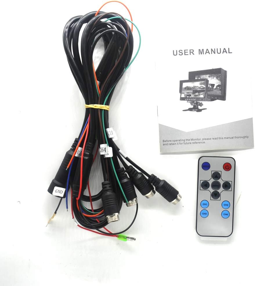 7 Zoll TFT LCD Auto Rückfahrkamera Quad Split Monitor Fernbedienung 4 Kanäle RCA Video Eingänge (4-P