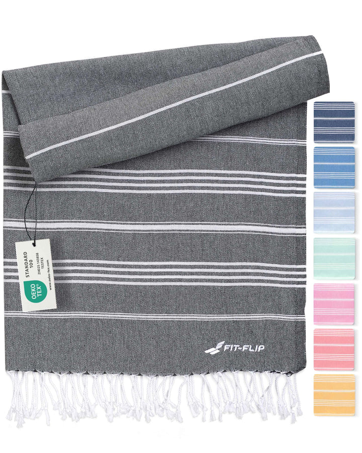 Fit-Flip Hamamtuch aus 100% Baumwolle – saugfähig und schnelltrocknend – türkisches Saunatuch, Stran