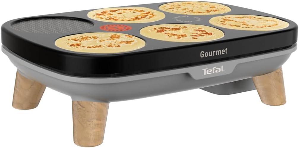 Tefal Crêpier Gourmet PY901BF1 Elektrischer Crêpes-Topf, 6 Ausgaben, Antihaftbeschichtung, einfache