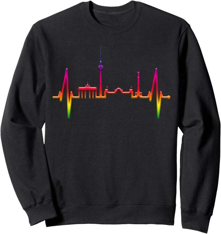 Berlin Skyline Herzschlag LGBT Regenbogen Pride Queer Liebe Sweatshirt