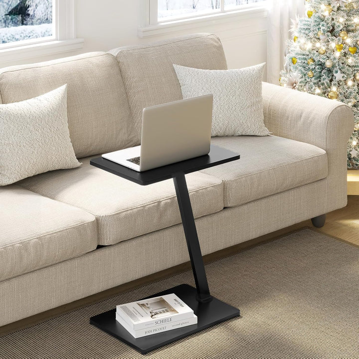 EUGAD Beistelltisch C Form, Couchtisch Sofatisch Wohnzimmertisch, mit Metallgestell, für Sofa Couch