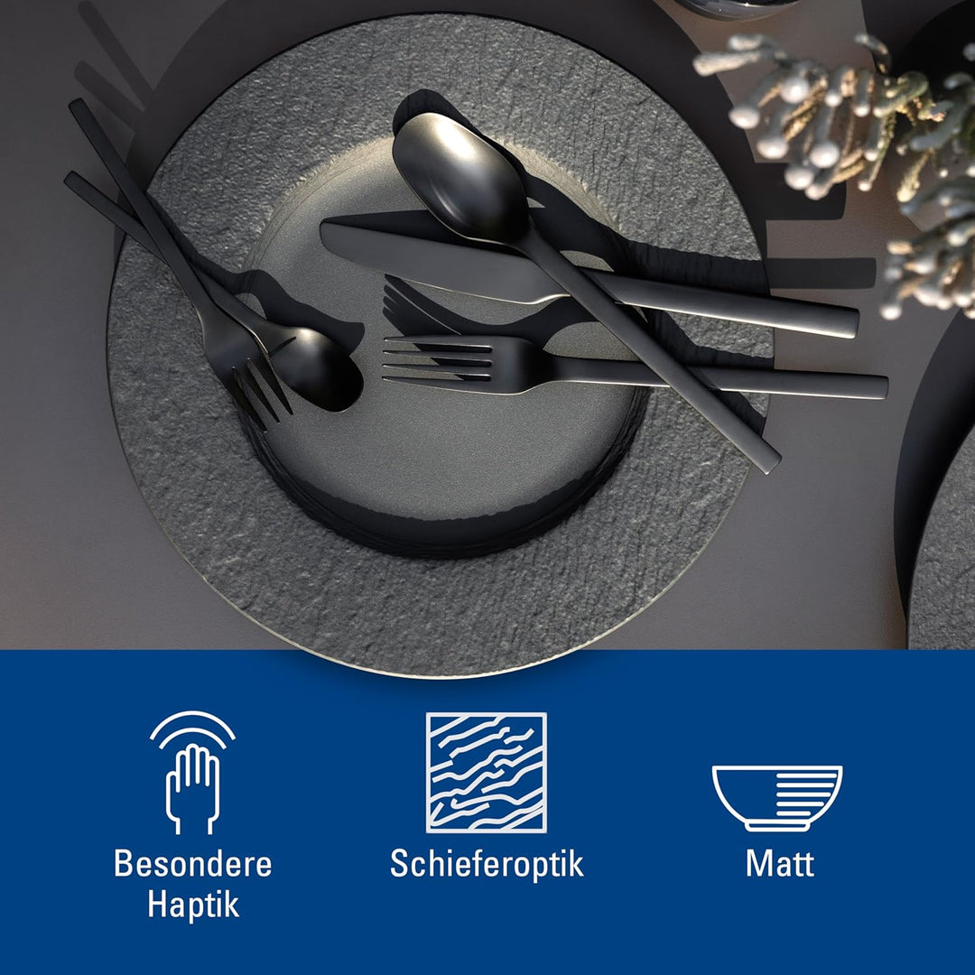 Villeroy &amp; Boch - Manufacture Rock Teller-Set, 6 tlg., Geschirr Set für 2 Personen, Premium Porzell