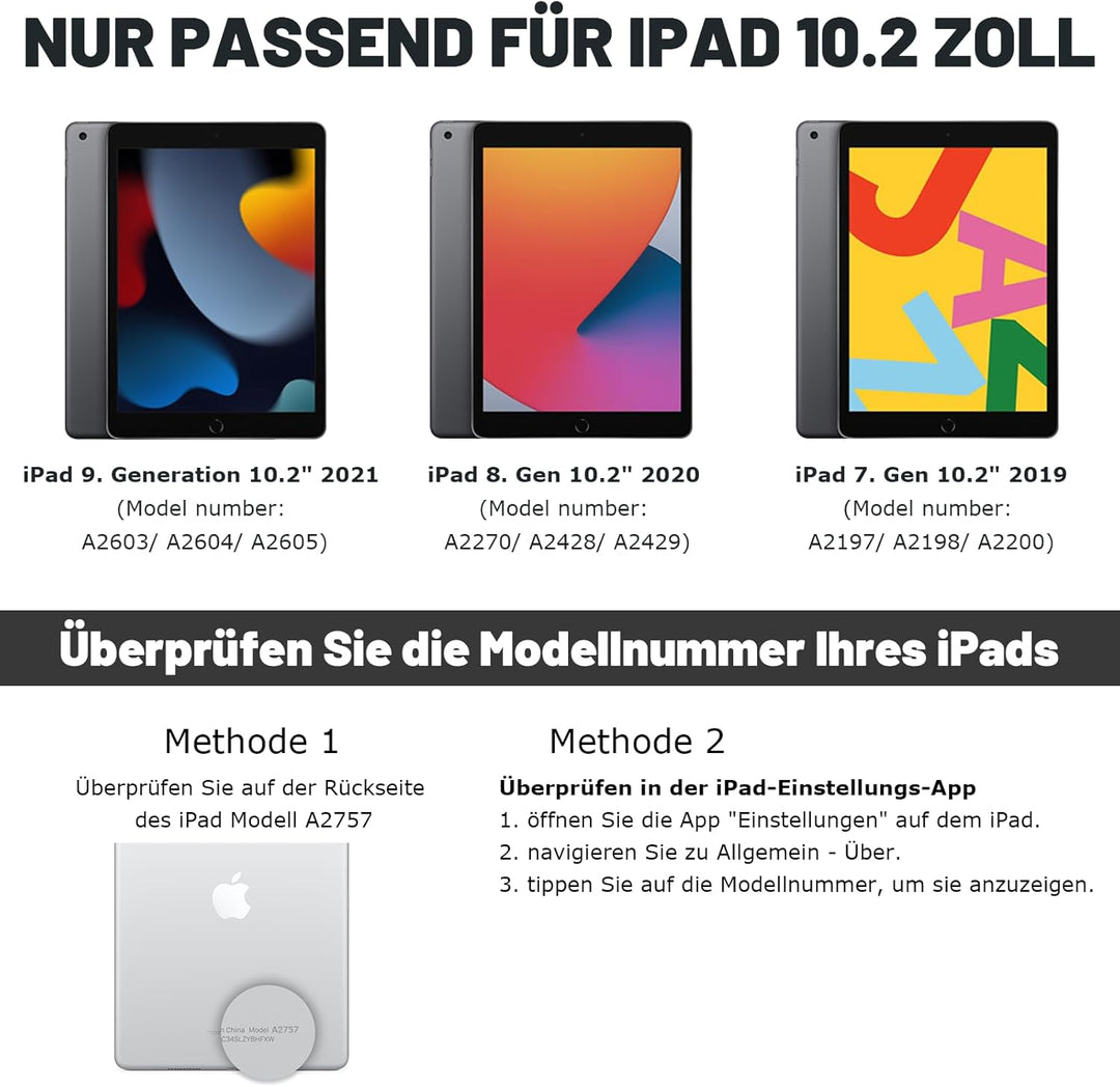 CC Store Hülle mit Tastatur für iPad 10.2, 360° Drehbare Touchpad Tastatur für iPad 9/8/7 Generation