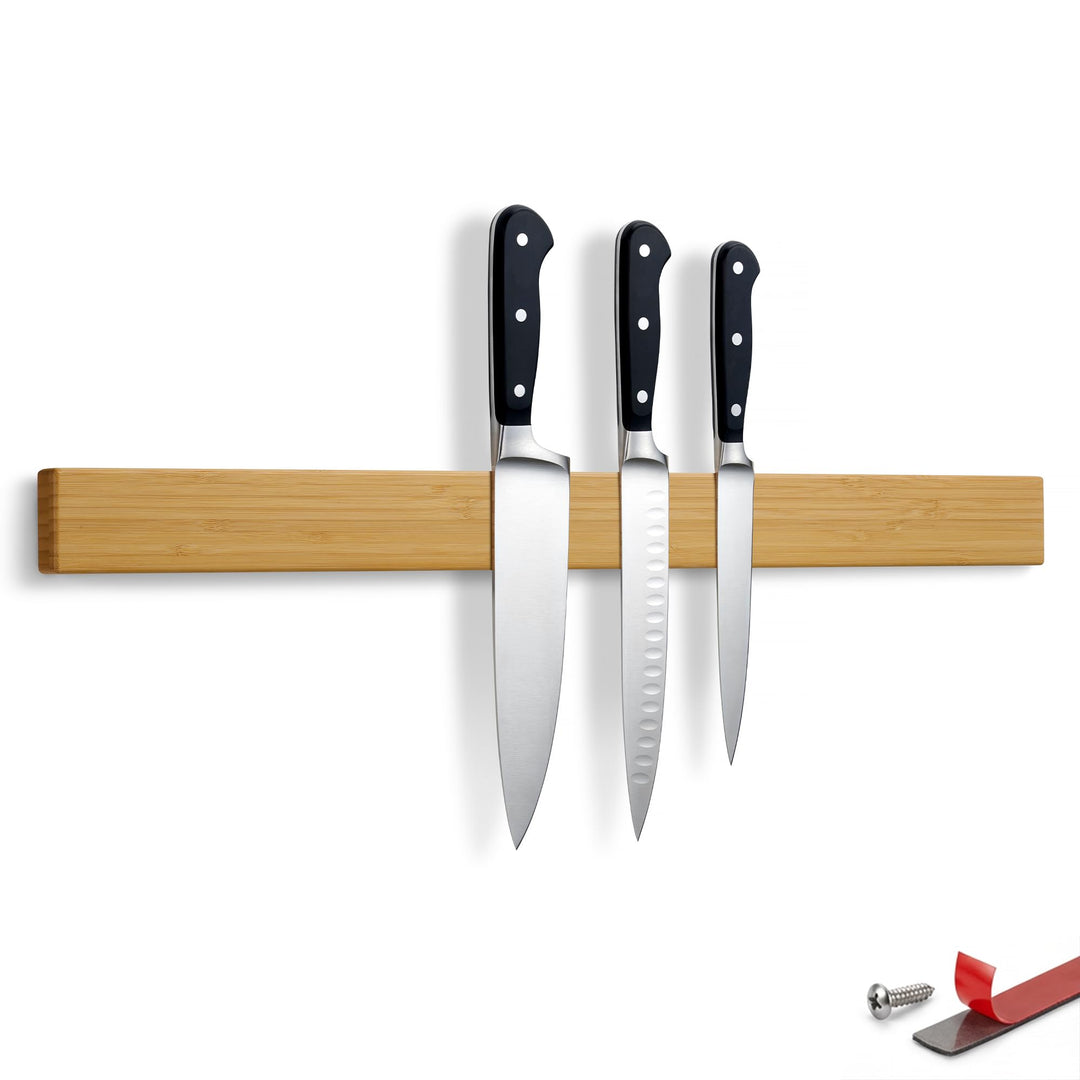 LARHN Magnetleiste für Messer, Magnetischer Messerhalter Wand, Selbstklebend aus Bambus, 60 cm Bambu