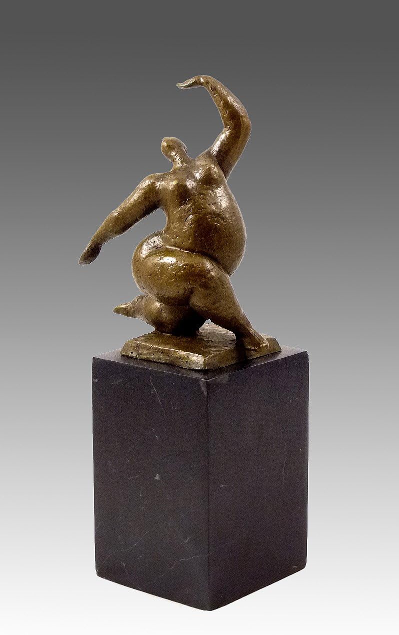 Abstrakte Bronzeskulptur - XXL Tänzerin hockend - signiert Milo - Bronzefigur - Moderne Kunst Skulpt