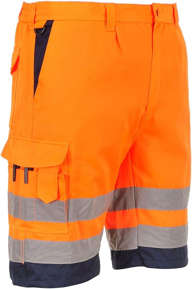 Portwest Warnschutz-Shorts aus Polyester-Baumwolle, Grösse: M, Farbe: Orange/Marine, E043ONRM M Oran