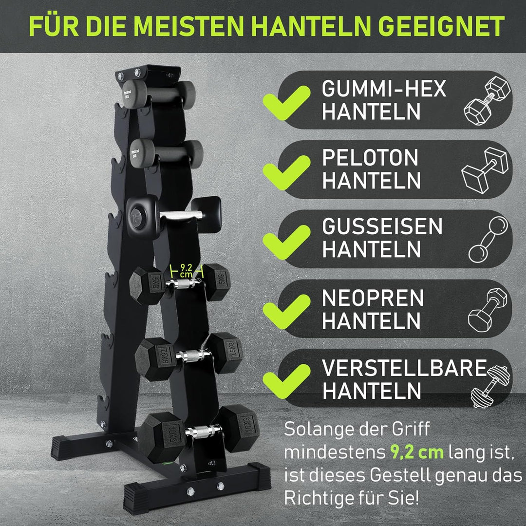 PhysKcal Kurzhantel Rack,Hantelablage für Kurzhanteln, Strapazierfähiger Stah,250kg/300kg Belastbark