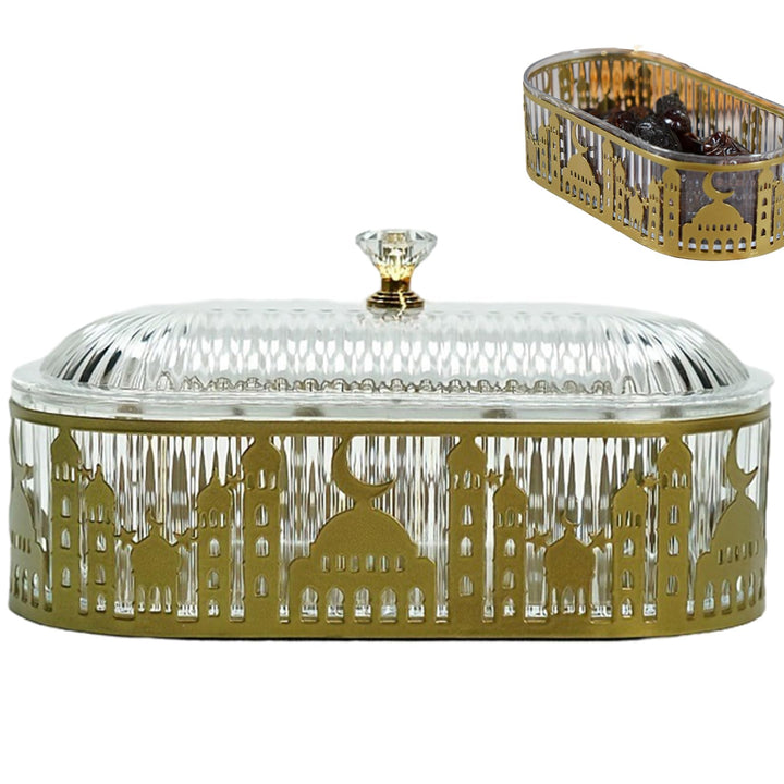 Ramadan-Dekorationen für Zuhause, Ramadan-Tablett, 7, 20 x 3, 54 x 3, 54 Zoll, ovales Schlossgold-Ei