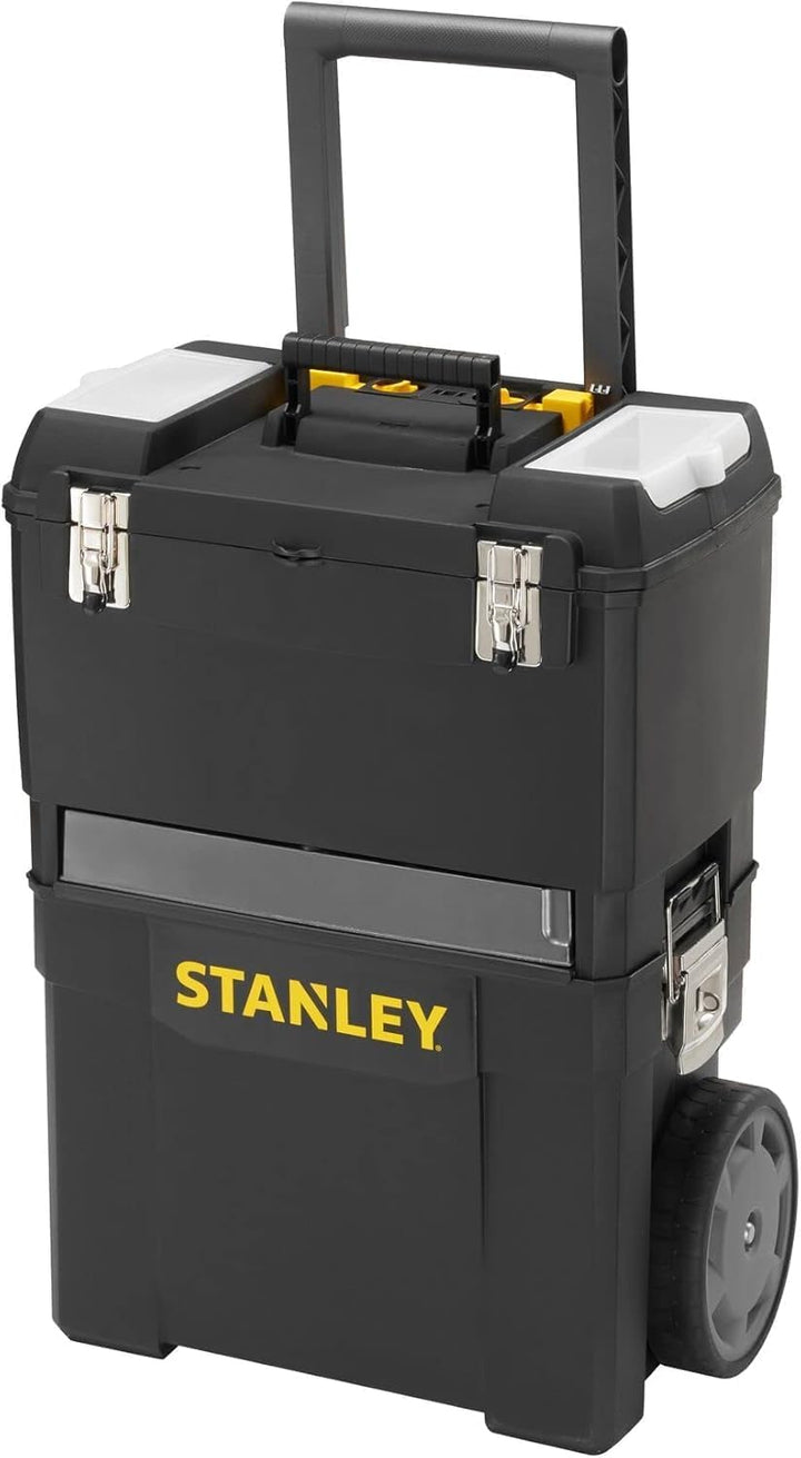 Stanley Rollende Werkstatt aus Metall-Kunststoff 1-79-206 – Werkzeugwagen leer mit 3 modularen Einhe