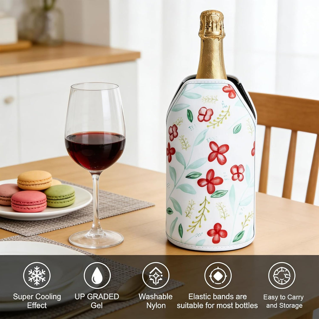2 Stück Weinkühler Manschette, Flaschenkühler Manschette, Kühlmanschette Für Wein Mit Gummiband Und