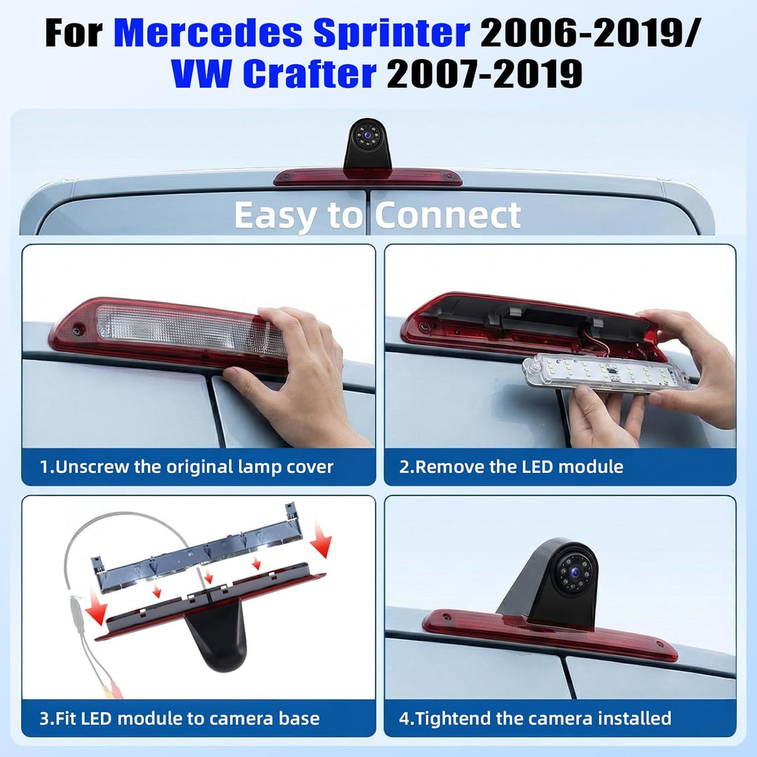 OiLiehu Rückfahrkamera für Mercedes Sprinter 2006-2019, für VW Crafter 2007-2019, 720P HD, 140° Weit