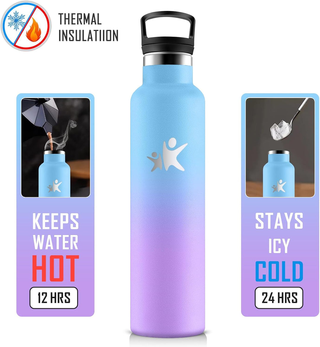 KollyKolla Thermosflasche 1L, Wasserflasche Kohlensäure Geeignet, Trinkflasche Edelstahl mit Strohha