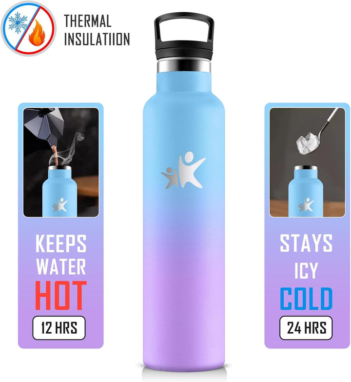 KollyKolla Thermosflasche 1L, Wasserflasche Kohlensäure Geeignet, Trinkflasche Edelstahl mit Strohha