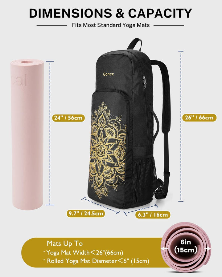 Gonex Yogatasche, Yoga-Rucksack mit Wasserdichter Tasche und Metallreissverschluss, Passend für Matt