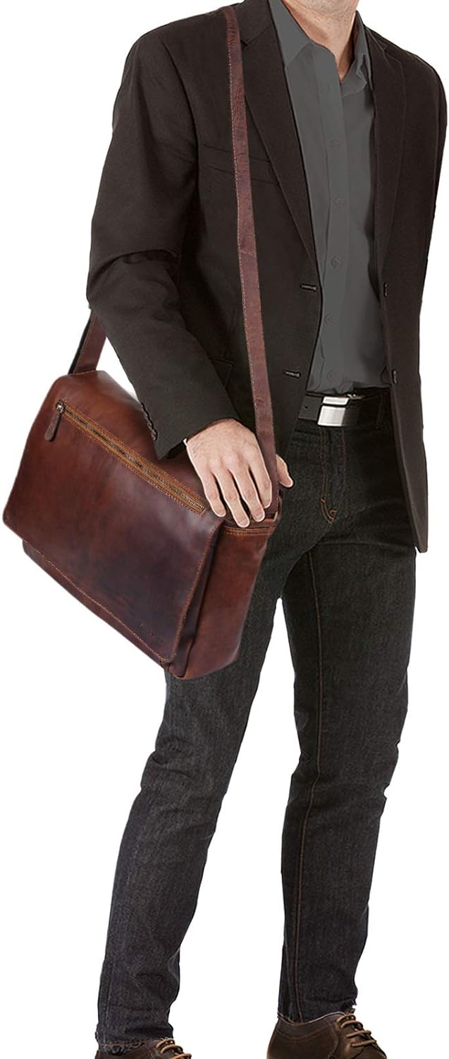 STILORD 'Jan' 15,6 Zoll Laptoptasche Leder Herren Damen Umhängetasche Unitasche Aktentasche Freizeit