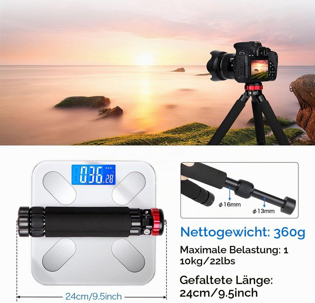 Koolehaoda Mini Kamera stativ Tischstativ, Max. Höhe 33 cm, mit 1/4 "und 3/8" Schraubbefestigung und