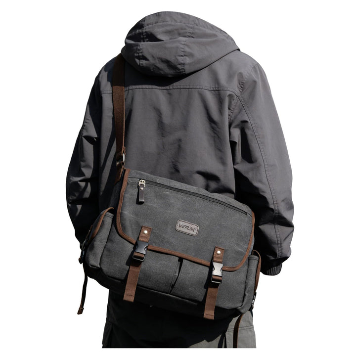 Umhängetaschen Herren aus Canvas, Vintage Canvas Messenger Bag, Laptoptasche 15.6 Zoll Arbeitstasche