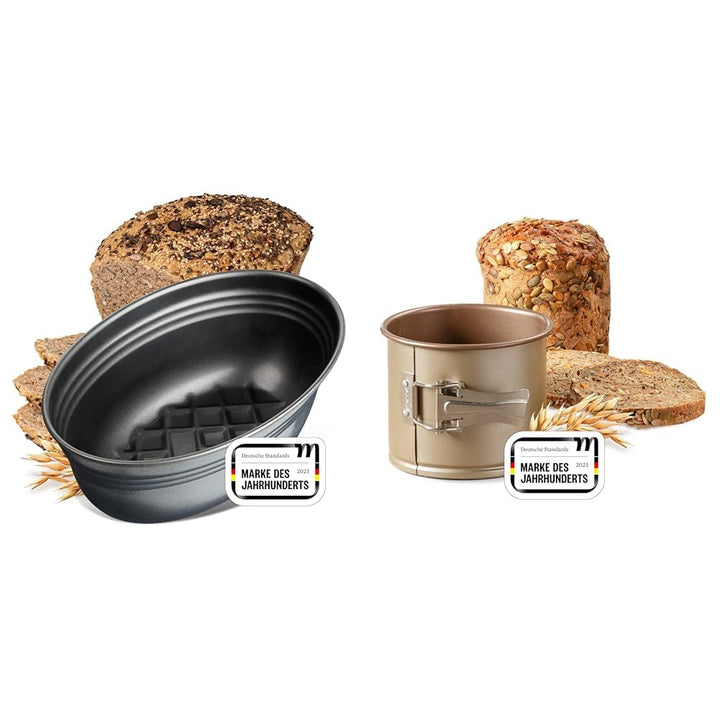 Zenker Brotform oval BLACK METALLIC, Brotbackform & Pollerbrot-Springform – Runde Brotform als Zubeh