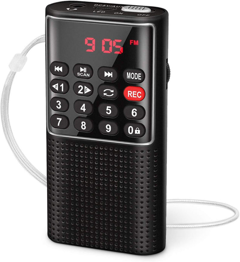 PRUNUS J-328 Taschenradio FM/UKW, Digital Radio Klein mit Rekorder, Kofferradio Mini Radio mit Akku
