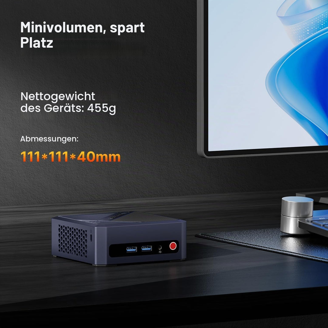 BOSGAME P5 Pro Mini-PC AMD Ryzen 7 6800H, 8 Kerne 16 Threads, Radeon 680M, 32GB DDR5 RAM, 1TB PCIe S