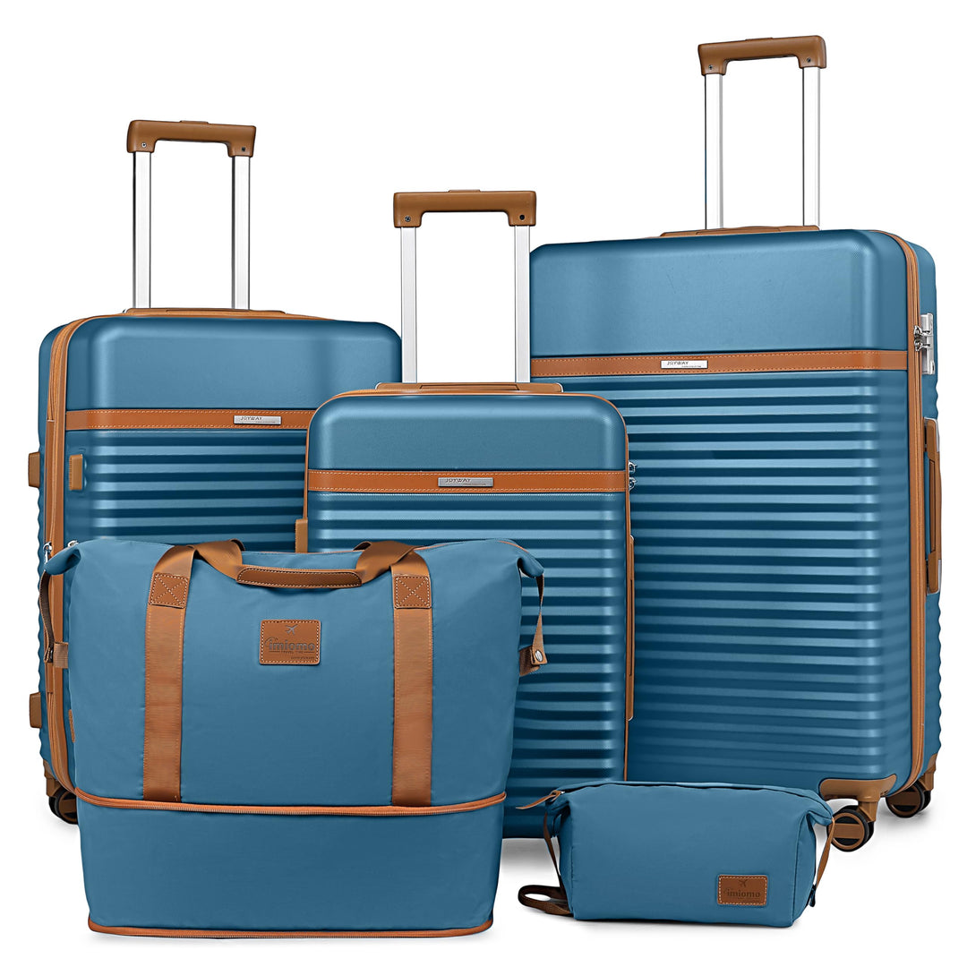 Joyway Kofferset 5tlg von ABS Hartschalen Erweiterbar Trolley Kofferset mit 4 Rollen und TSA-Schloss