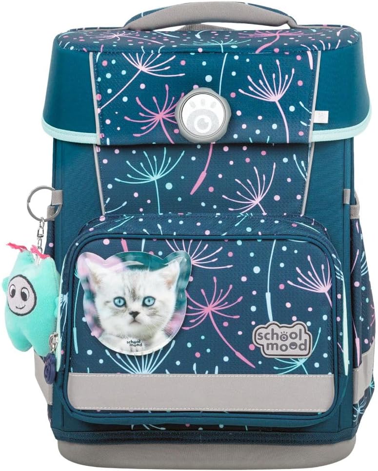 SCHOOL-MOOD Champion Pro Lina Kätzchen Schulranzenset 7-teilig 21,5L Stauraum, ergonomisches Easy Fi
