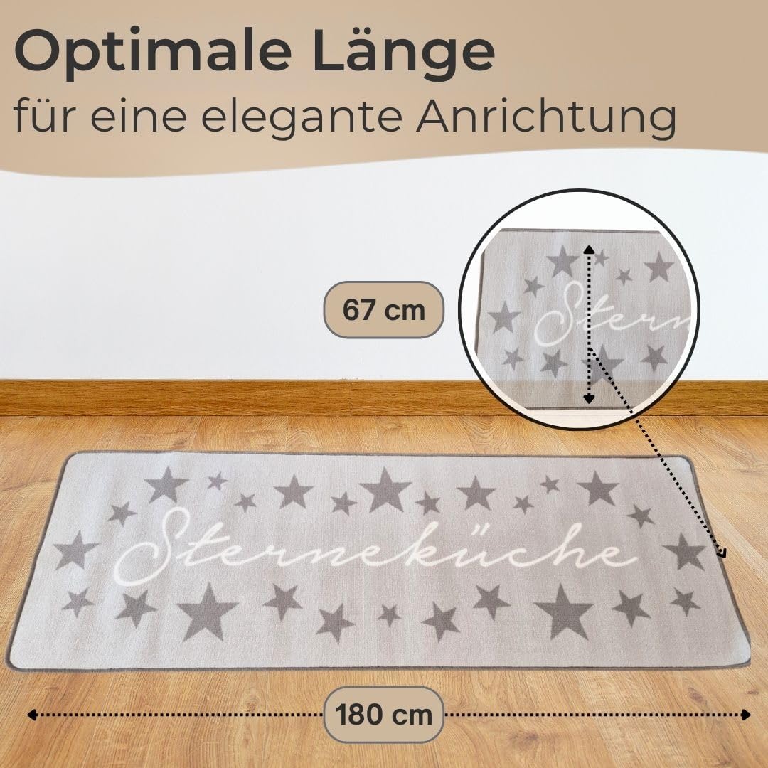 Topanbieter999 TOPANBIETER 999 Küchenläufer Sterneküche hellgrau 180 x 67 cm