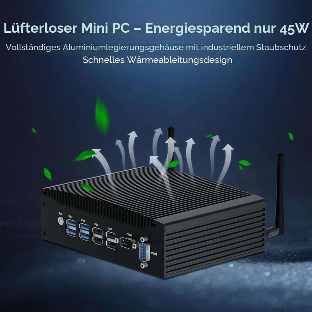WEIDIAN Lüfterloser PC Industrie Mini PC Win 11 Pro i5 8 GB RAM 256 GB SSD Core i5 8260U Mini Deskto