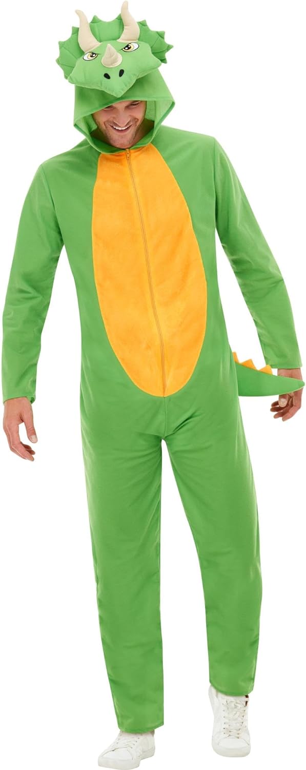 Dinosaur Costume, Green, with Hooded Jumpsuit, (M) 38-40 Grün, 38-40 Grün