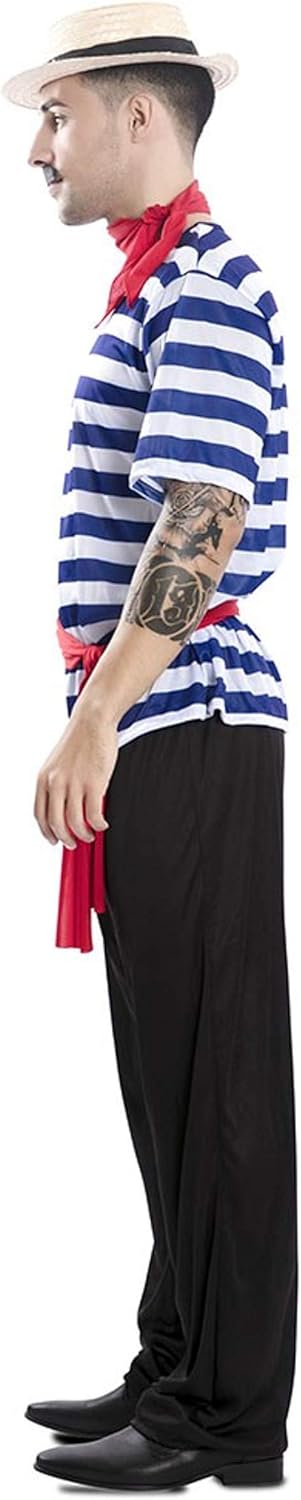 KULTFAKTOR GmbH Gondolier-Kostüm für Herren Faschingskostüm schwarz-blau-rot - S