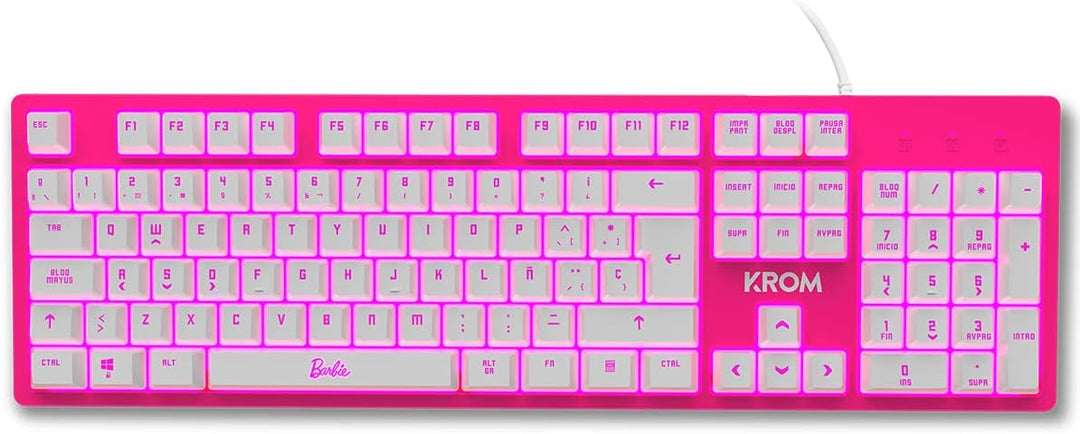 KROM Maus und -Mausunterlage Barbie Edition Kandy - Weisse LED-Membrantastatur, Maus optischem Senso